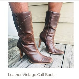 Brown Leather Stitched Boots